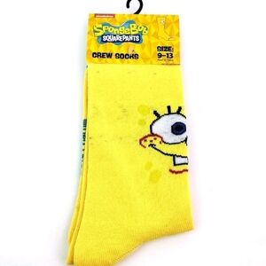 4/$25 SpongeBob SquarePants Yellow Crew Socks Nickalodeon Novelty Socks New